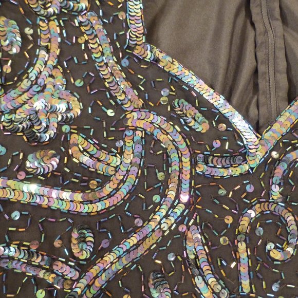 LAWRENCE KAGAR BLACK LINED SEQUIN GOWN Size 1X Silk lining HOLIDAY DRESSING $160 - Picture 6 of 13